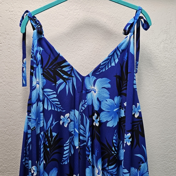 Tropical Blue Asymmetrical Dress - Picture 1 of 8